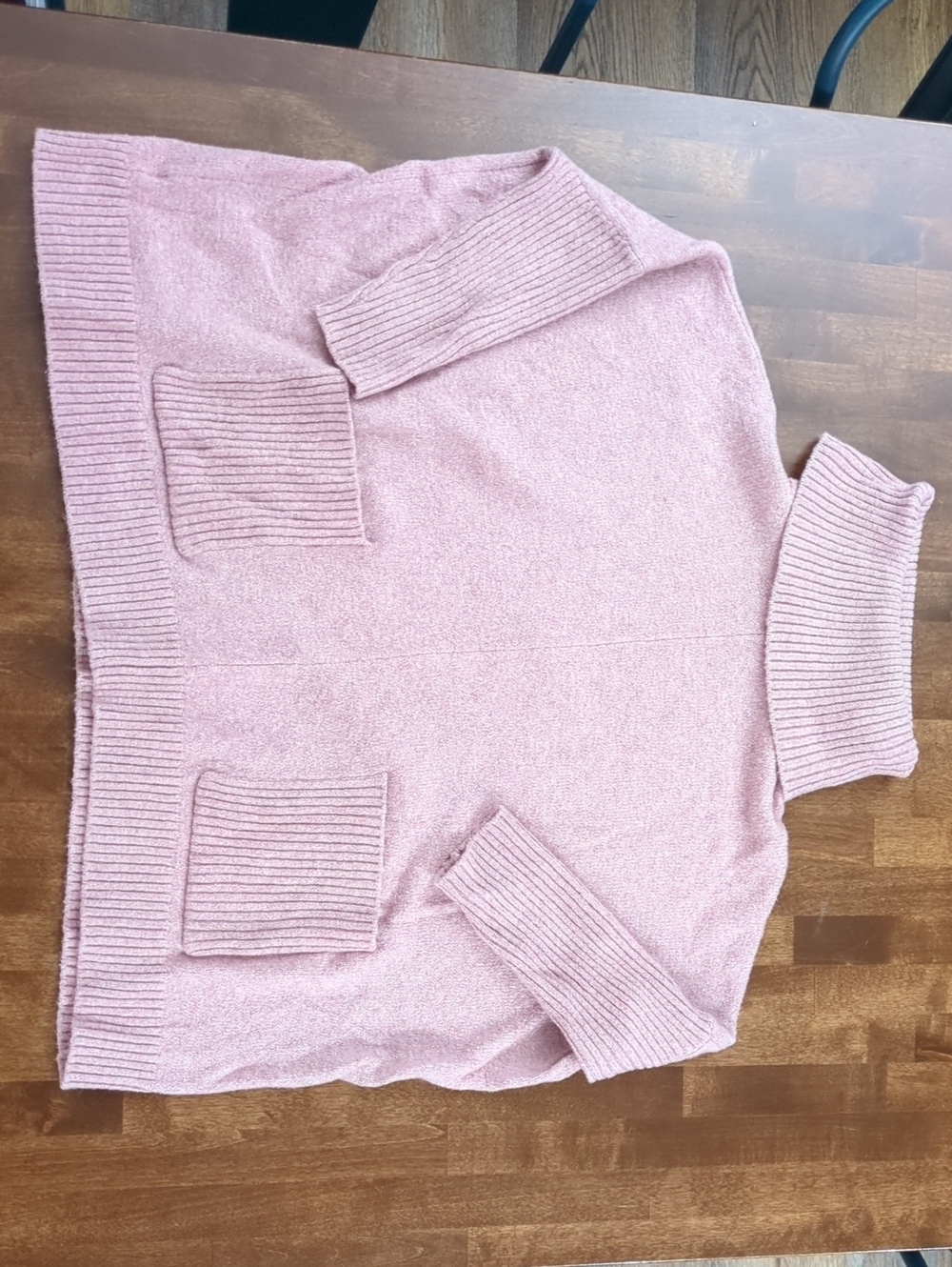 LOFT Dusty Pink Cowl Neck Sweater with Front Patch Pockets